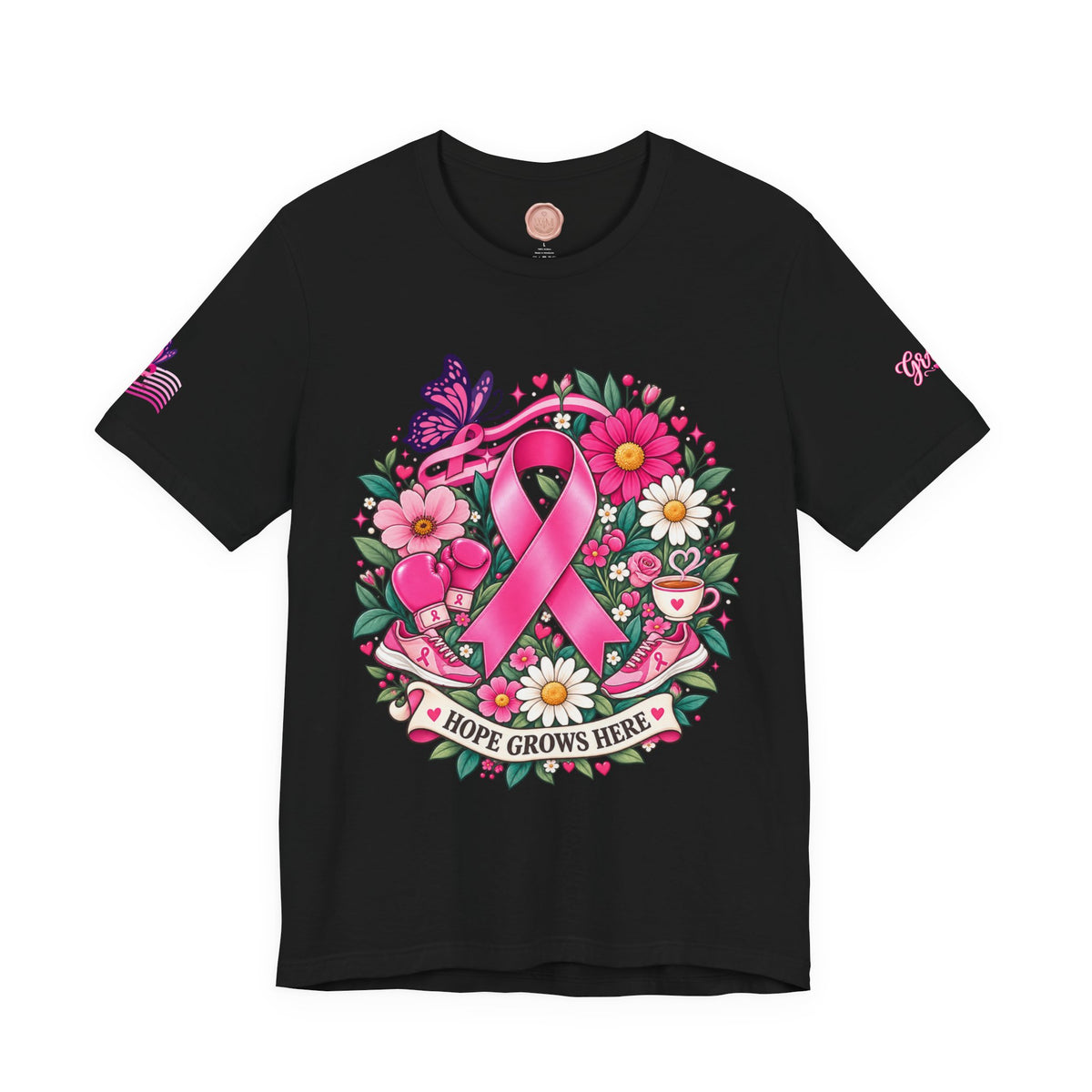 Hope Grows Here Ribbon Tee | Breast Cancer Awareness, Pink Floral