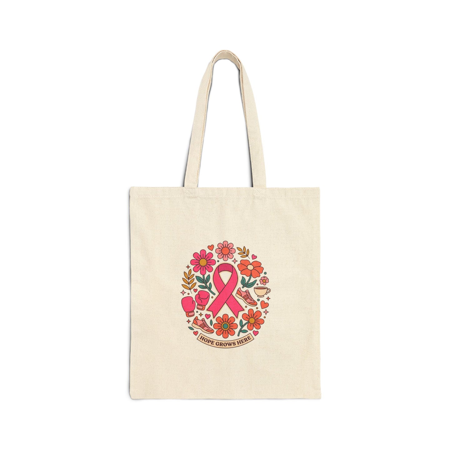 Pink Ribbon Floral Support Tote | Breast Cancer Awareness, Solidarity