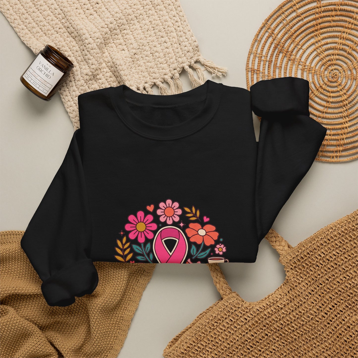 Pink Ribbon Floral Support Sweatshirt | Breast Cancer Awareness