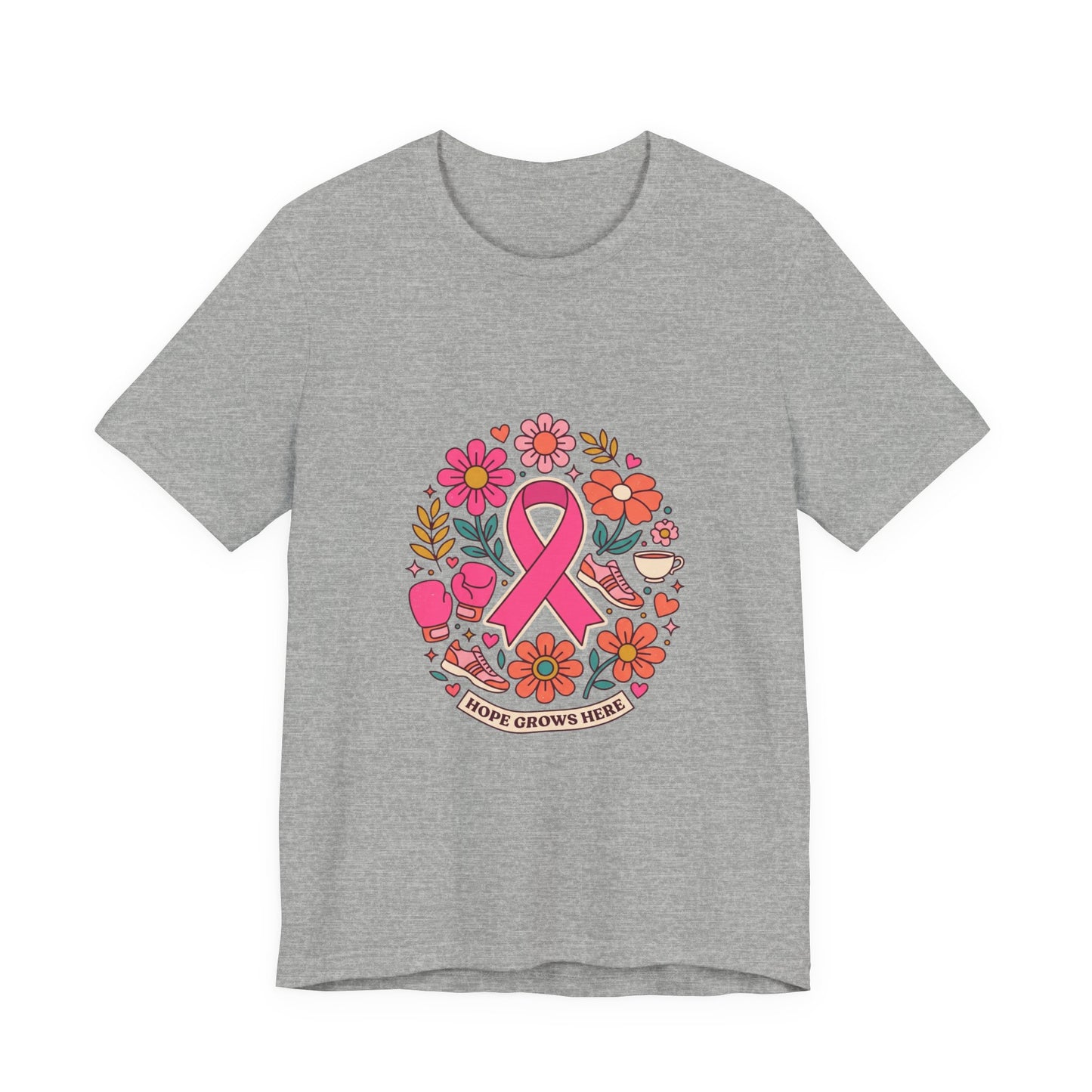 Hope Grows Here Ribbon Tee | Breast Cancer Awareness, Pink Floral