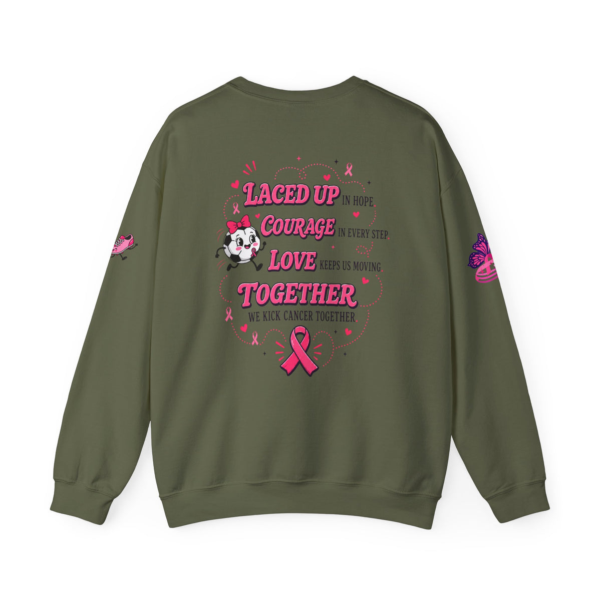 Kick Cancer Crewneck Sweatshirt | Breast Cancer Awareness, Pink Ribbon