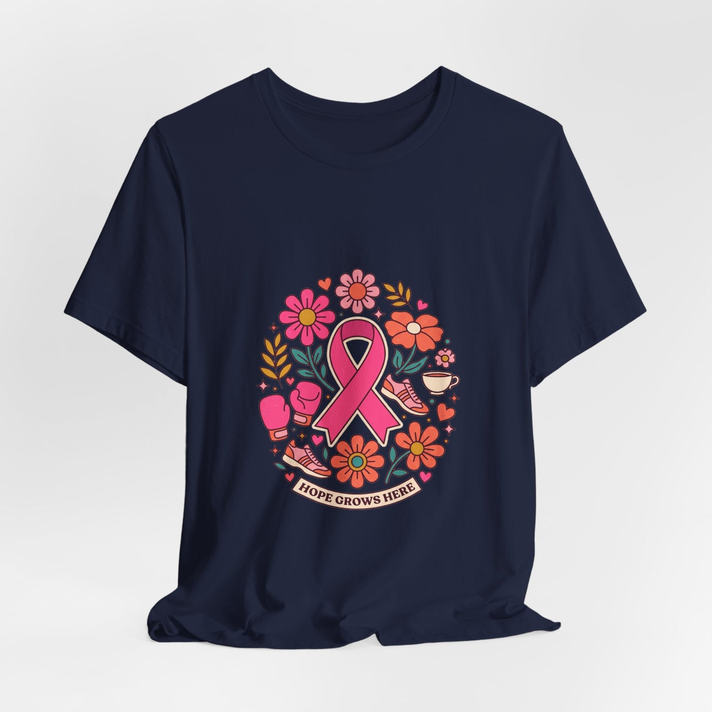 Hope Grows Here Ribbon Tee | Breast Cancer Awareness, Pink Floral