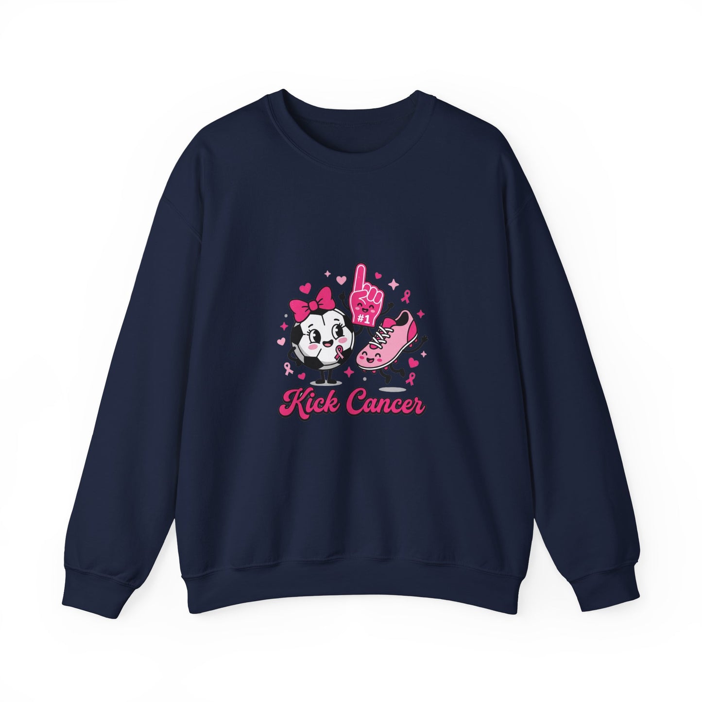 Kick Cancer Crewneck Sweatshirt | Breast Cancer Awareness, Pink Ribbon