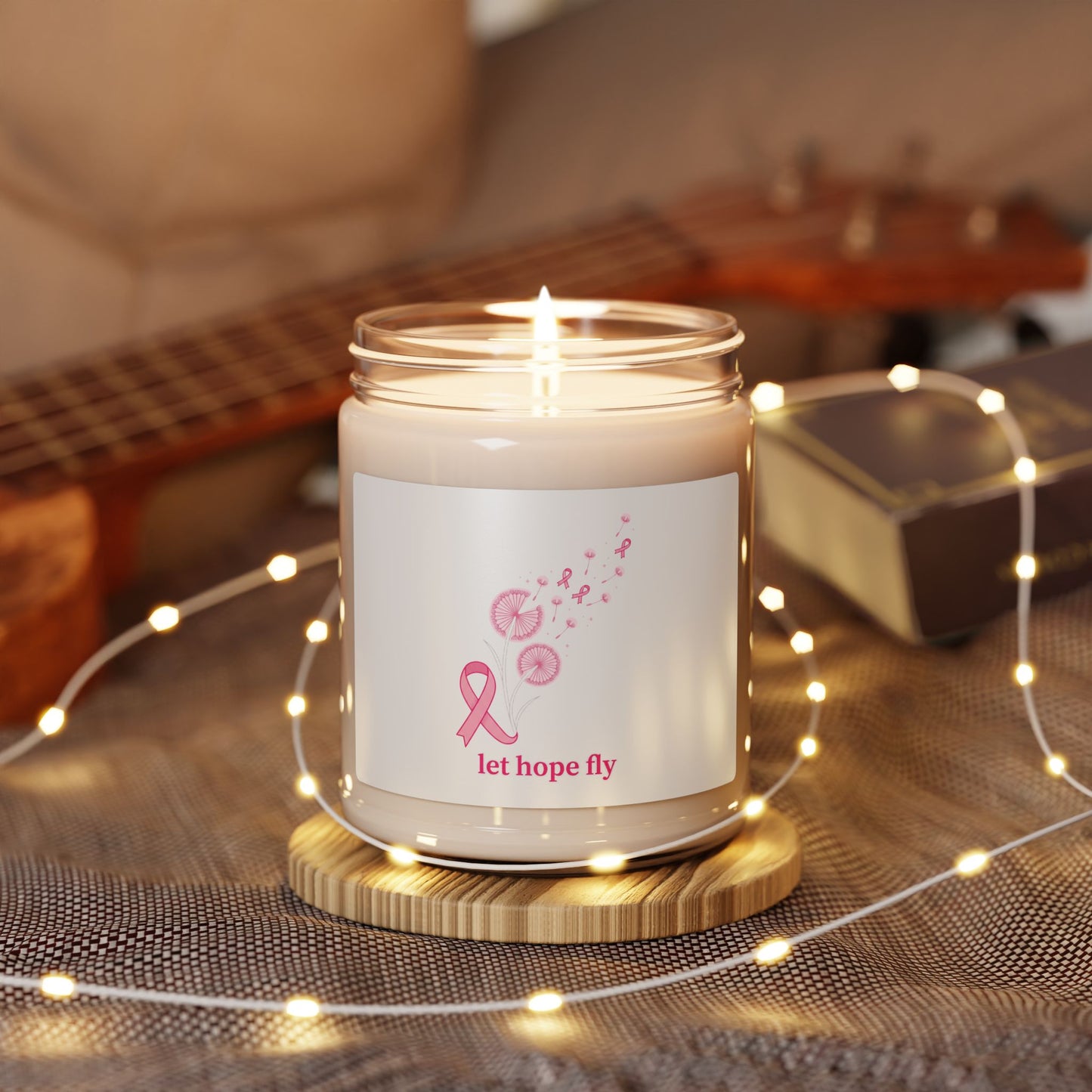 Breast Cancer Ribbon 'Let Hope Fly' Candle, Pink Awareness Soy