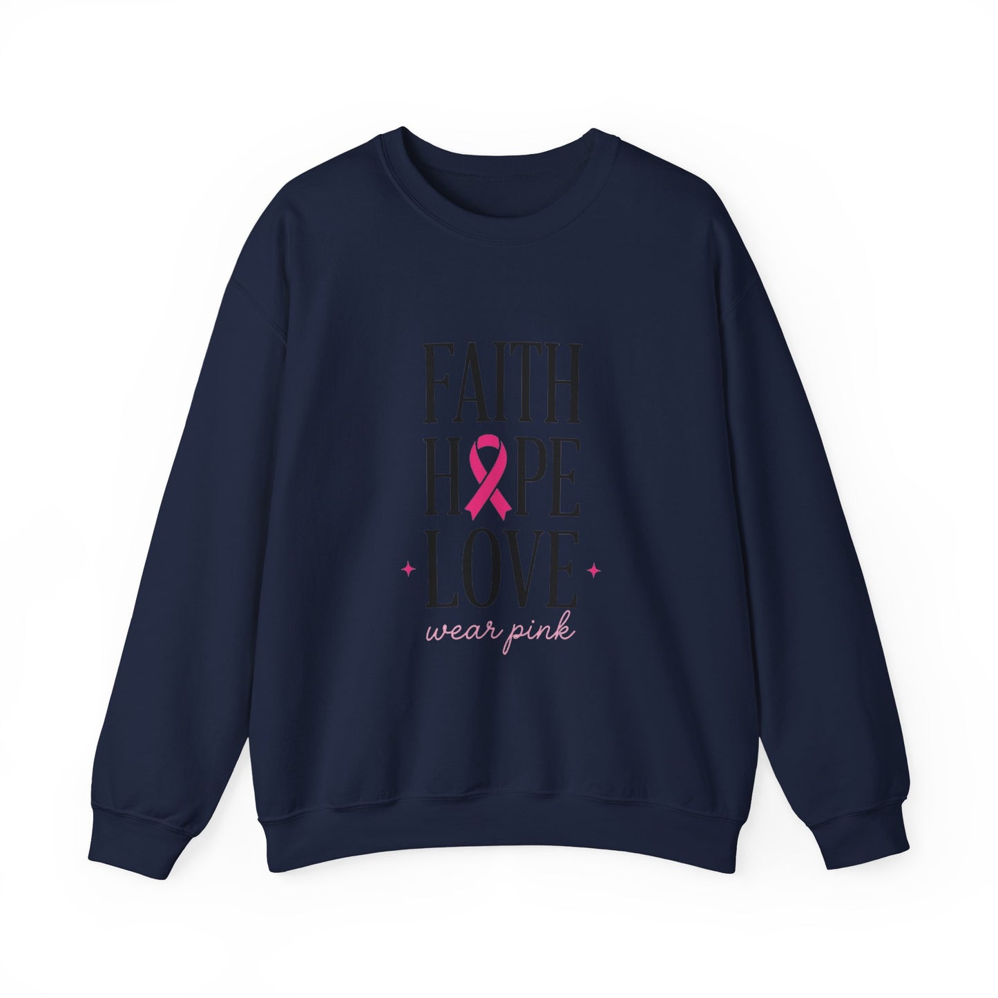 Faith Hope Love Ribbon Sweatshirt | Breast Cancer Awareness, Pink Ribbon
