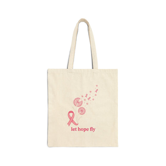 Let Hope Fly Pink Ribbon Tote | Breast Cancer Awareness, Canvas