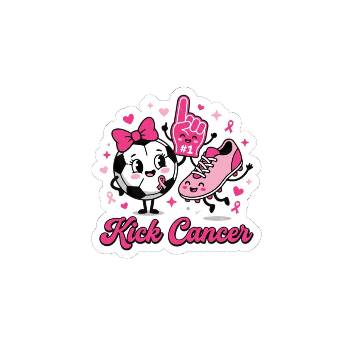 Kick Cancer Ribbon Sticker | Breast Cancer Awareness, Pink Support