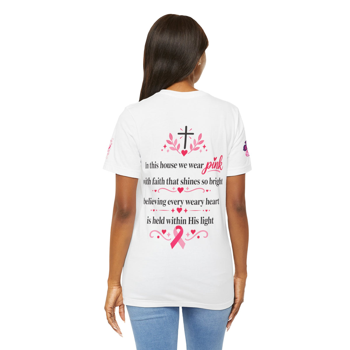 In This House We Wear Pink T-Shirt | Breast Cancer Awareness, Faith & Hope