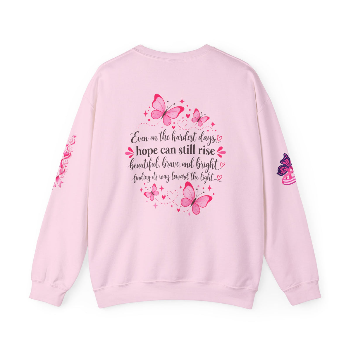 Pink Ribbon Butterfly Crewneck Sweatshirt | Breast Cancer Awareness