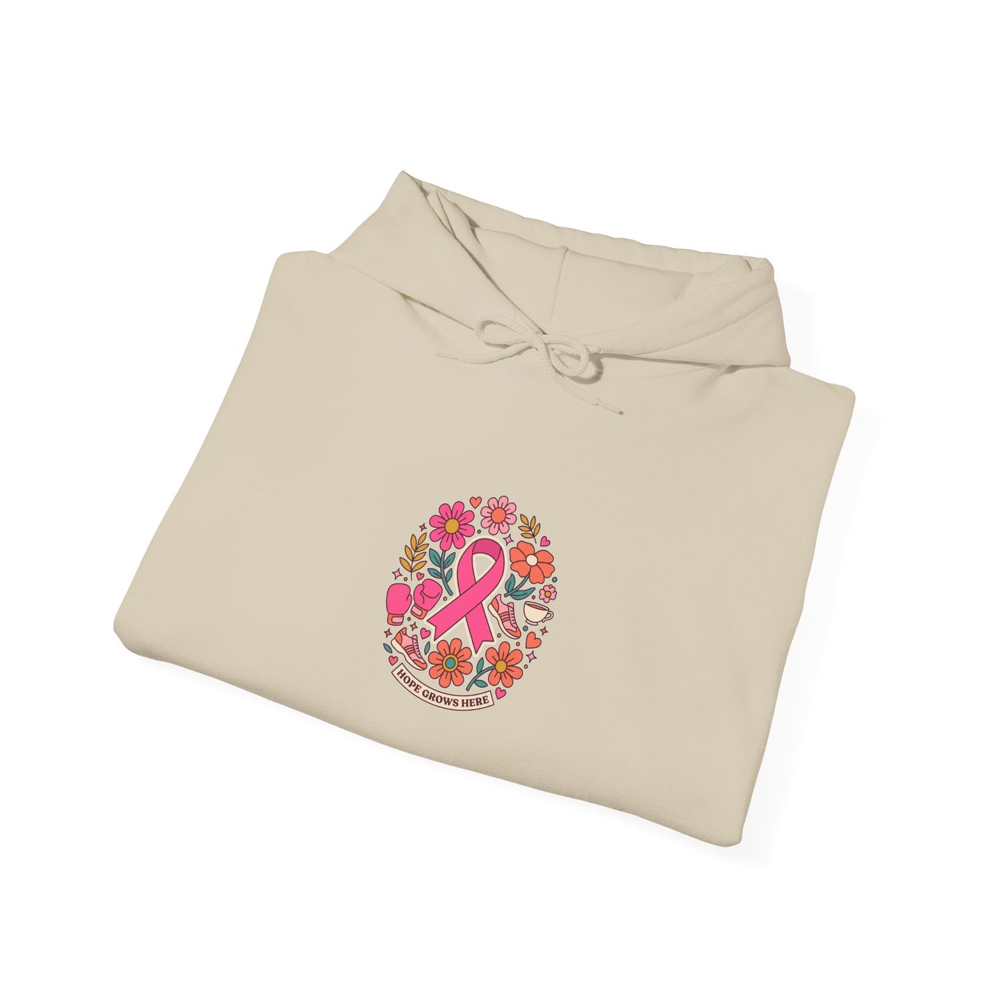Pink Ribbon Floral Crest Hoodie | Breast Cancer Awareness, Support