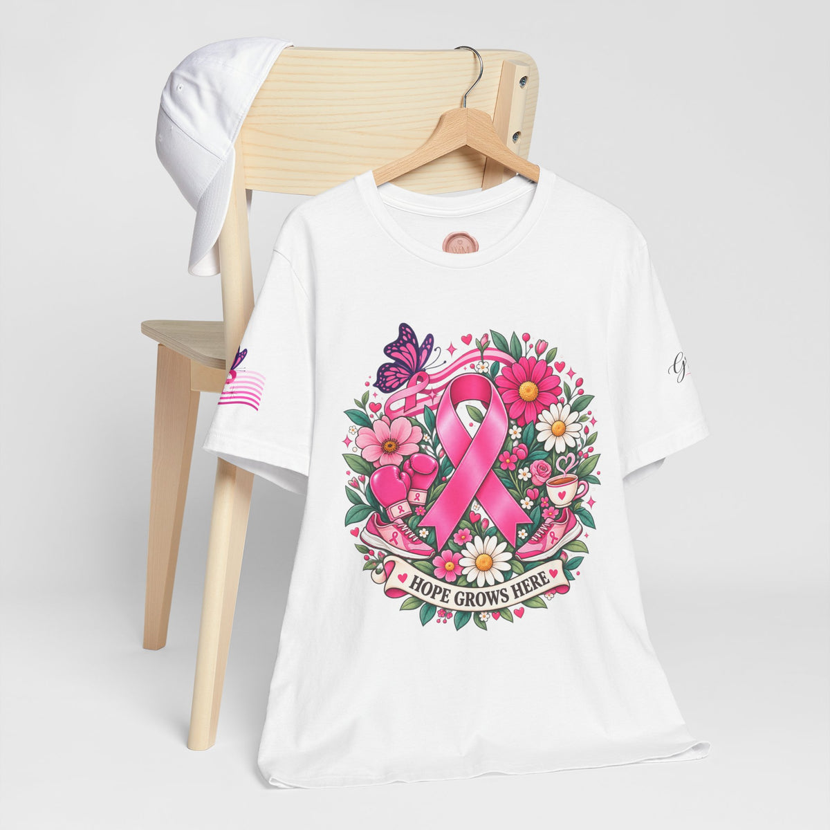 Hope Grows Here Ribbon Tee | Breast Cancer Awareness, Pink Floral