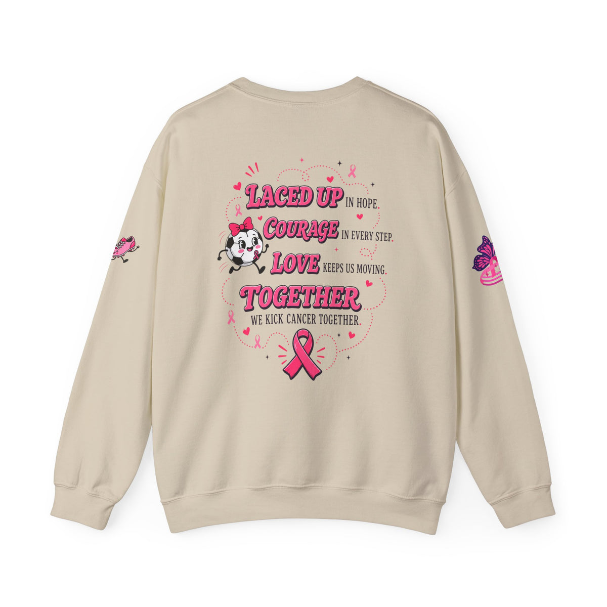 Kick Cancer Crewneck Sweatshirt | Breast Cancer Awareness, Pink Ribbon