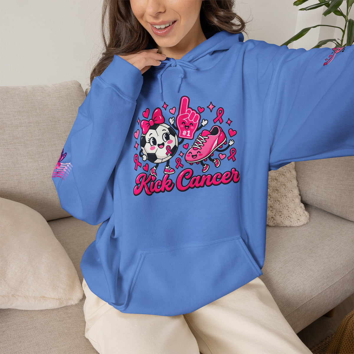 Kick Cancer Breast Cancer Awareness Hoodie | Pink Ribbon Support