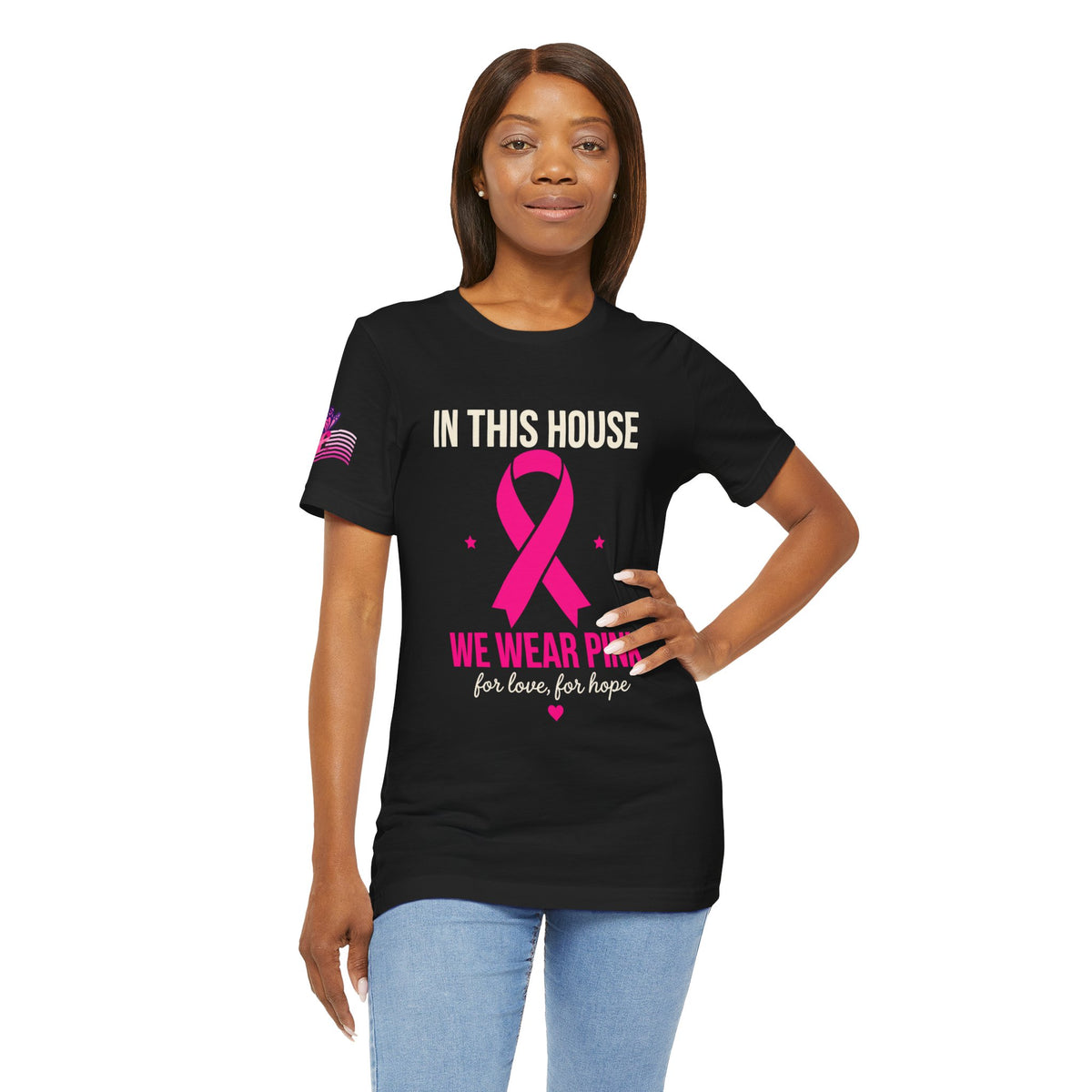 In This House We Wear Pink T-Shirt | Breast Cancer Awareness, Faith & Hope