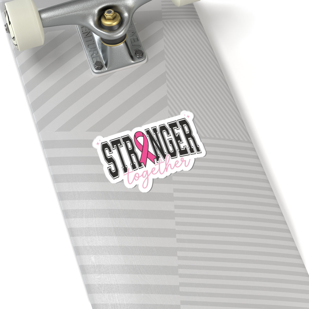 Stronger Together Ribbon Sticker | Breast Cancer Awareness, Pink Kiss-Cut