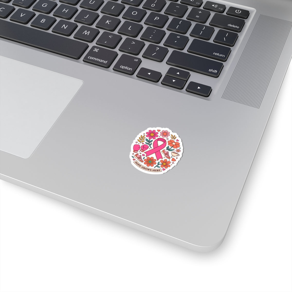 Breast Cancer Awareness Ribbon Sticker | Pink Ribbon, Hope Grows Here