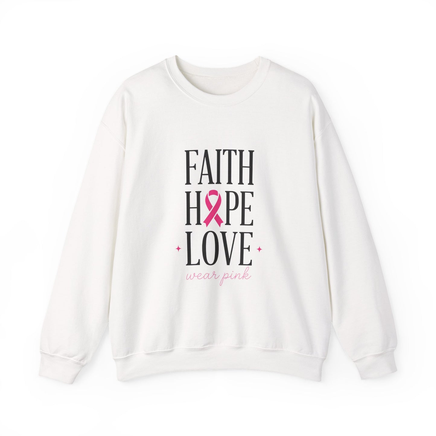 Faith Hope Love Ribbon Sweatshirt | Breast Cancer Awareness, Pink Ribbon