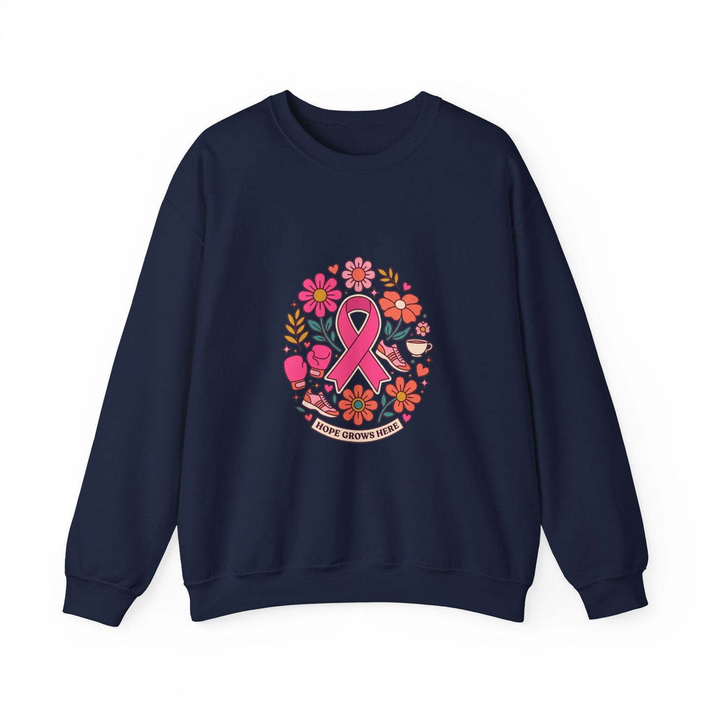 Pink Ribbon Floral Support Sweatshirt | Breast Cancer Awareness