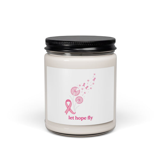 Breast Cancer Ribbon 'Let Hope Fly' Candle, Pink Awareness Soy