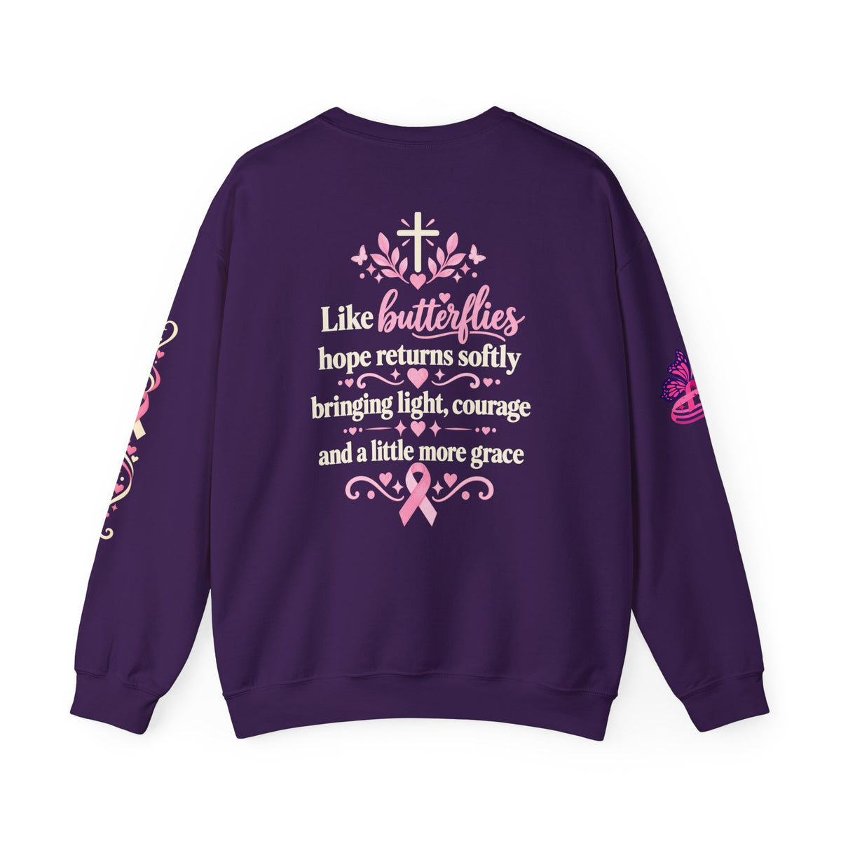 In This House We Wear Pink Crewneck Sweatshirt | Breast Cancer Awareness, Faith & Hope