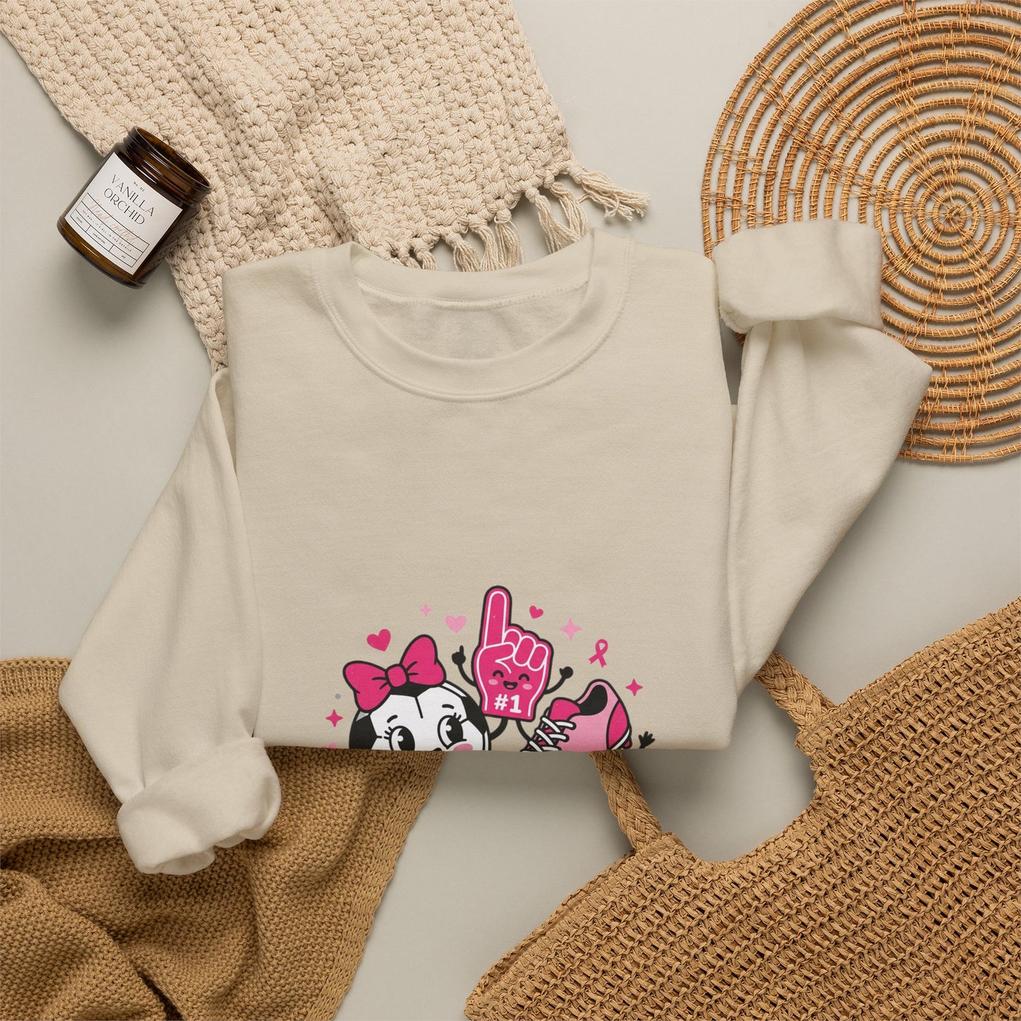 Kick Cancer Crewneck Sweatshirt | Breast Cancer Awareness, Pink Ribbon