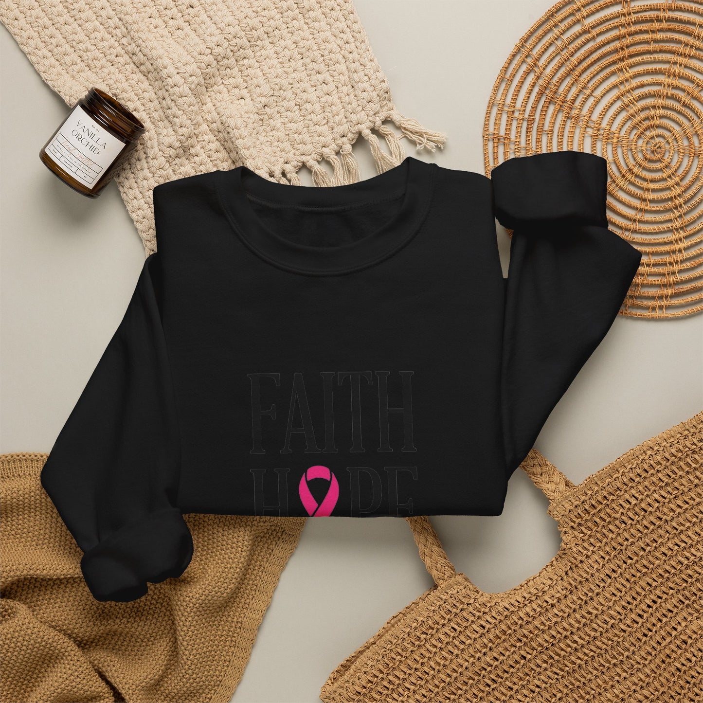 Faith Hope Love Ribbon Sweatshirt | Breast Cancer Awareness, Pink Ribbon