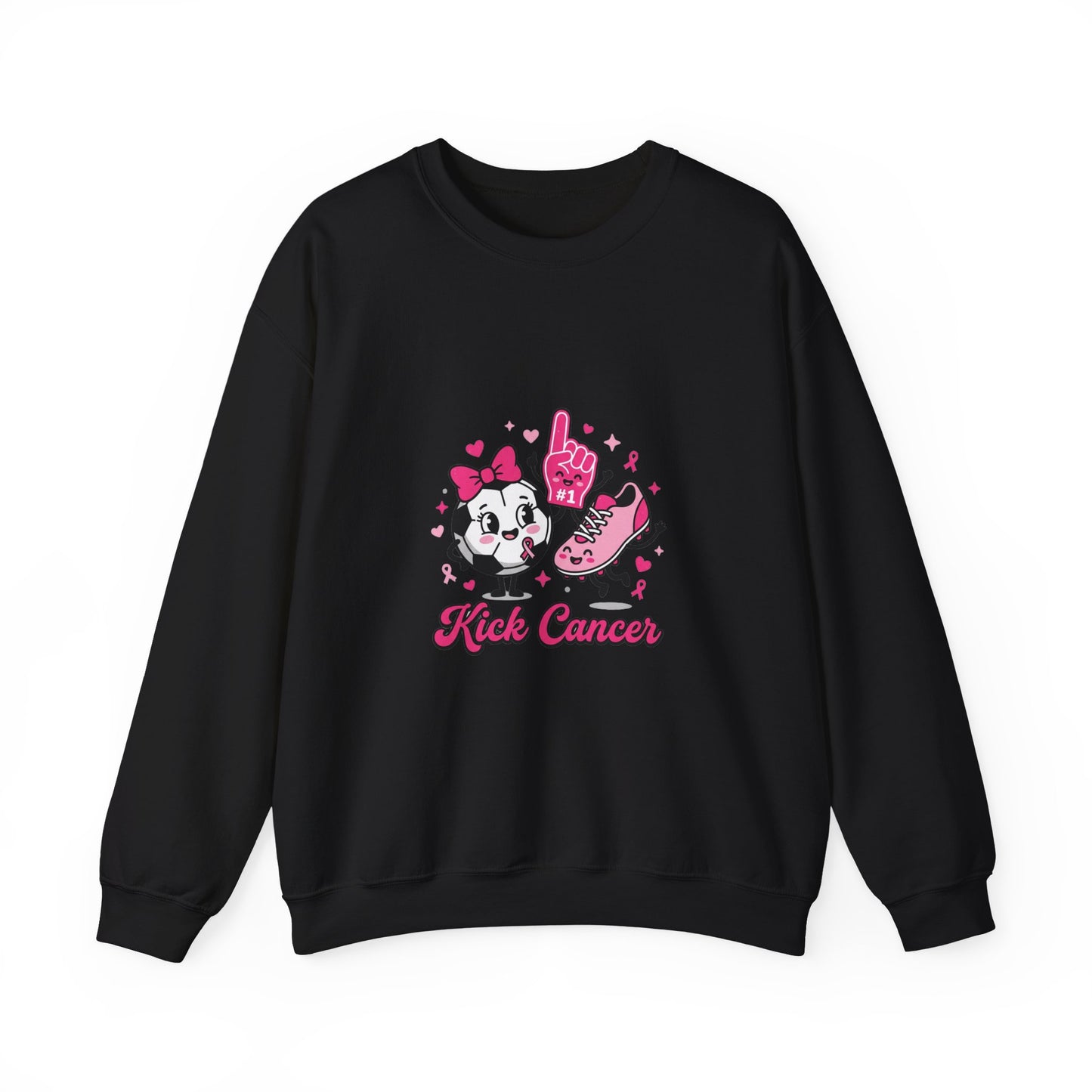 Kick Cancer Crewneck Sweatshirt | Breast Cancer Awareness, Pink Ribbon