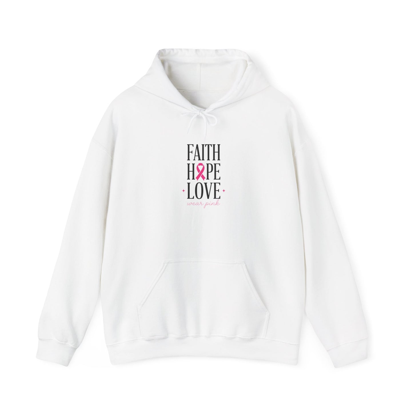 Faith Hope Love Ribbon Hoodie | Breast Cancer Awareness, Pink Ribbon