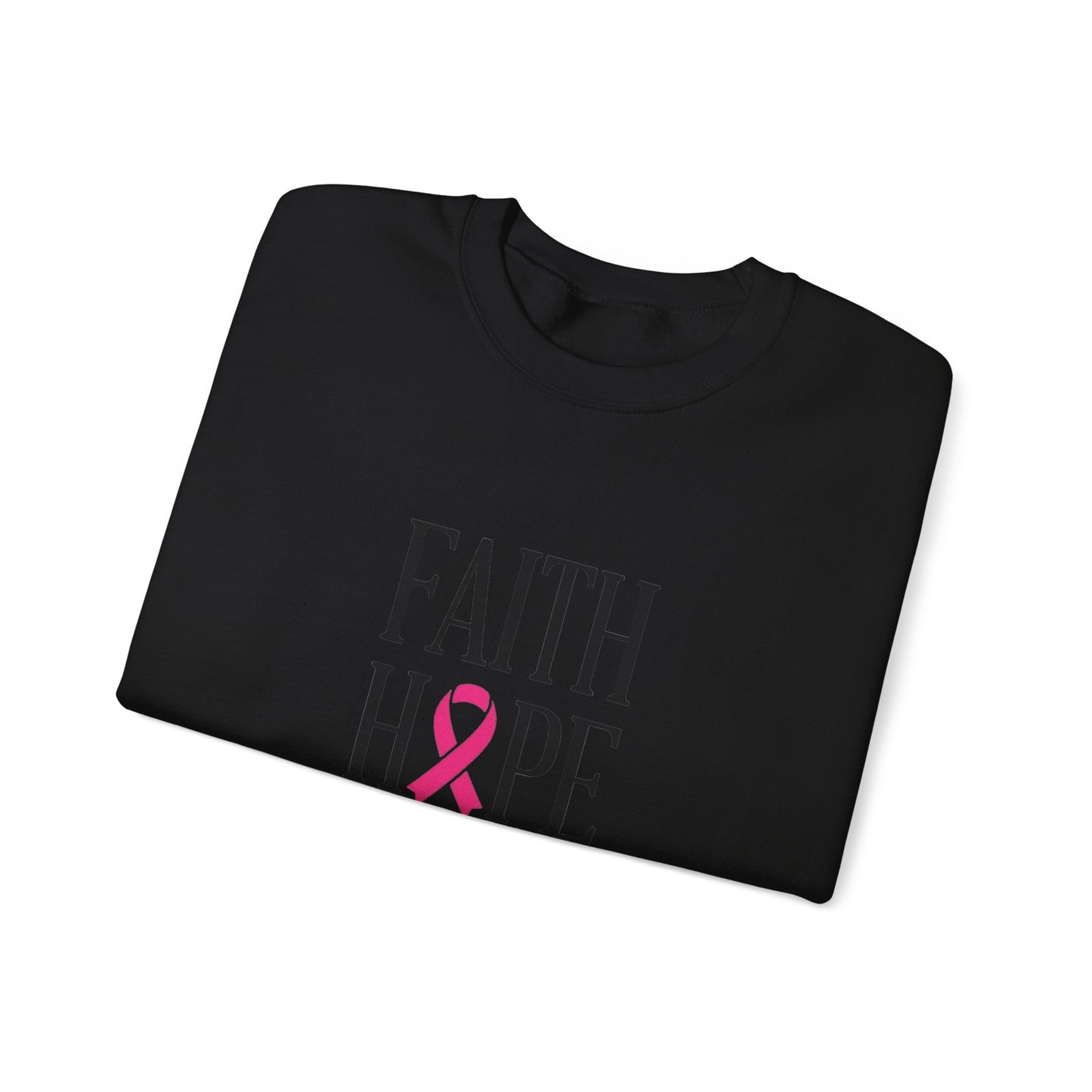 Faith Hope Love Ribbon Sweatshirt | Breast Cancer Awareness, Pink Ribbon