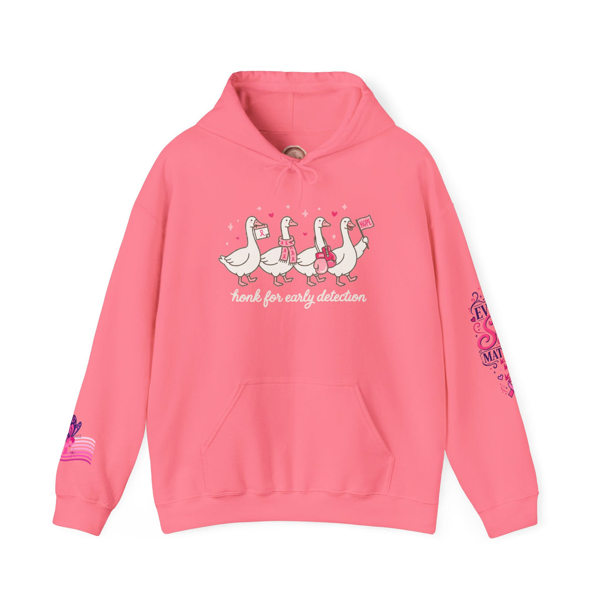 Breast Cancer Ribbon Support Hoodie | Honk for Early Detection | Pink Awareness