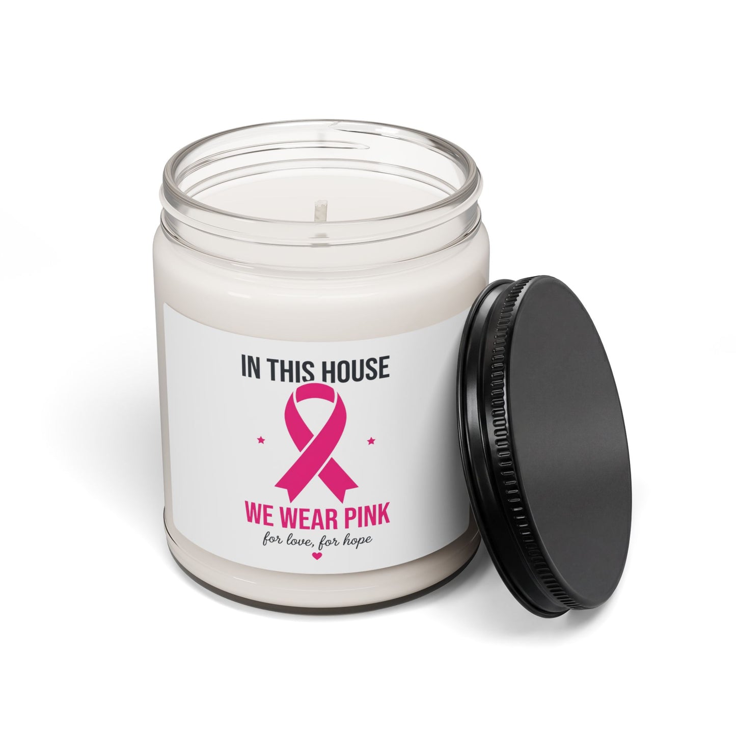 We Wear Pink Ribbon Soy Candle, Breast Cancer Awareness | 9oz