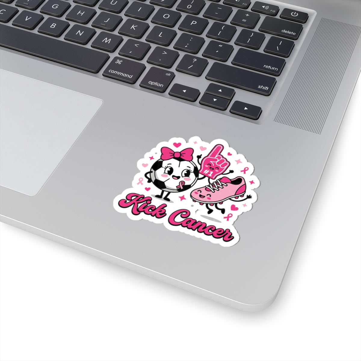 Kick Cancer Ribbon Sticker | Breast Cancer Awareness, Pink Support