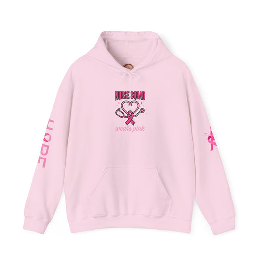 Nurse Squad Wears Pink Hoodie | Breast Cancer Awareness Nurse Pullover | Pink Ribbon Support Hoodie