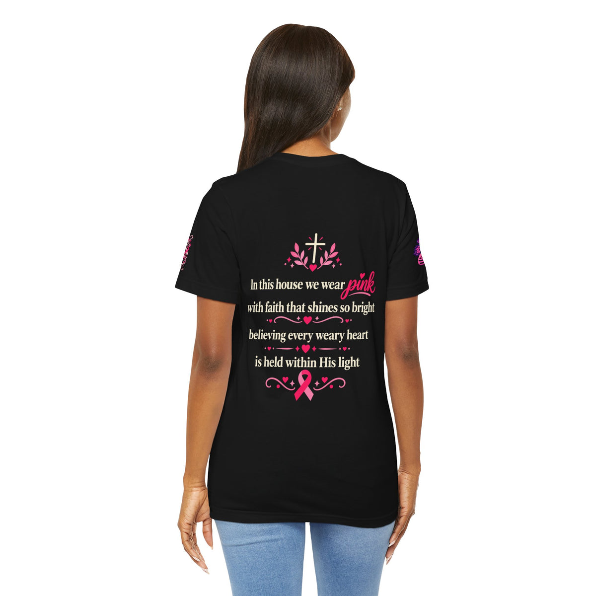 In This House We Wear Pink T-Shirt | Breast Cancer Awareness, Faith & Hope