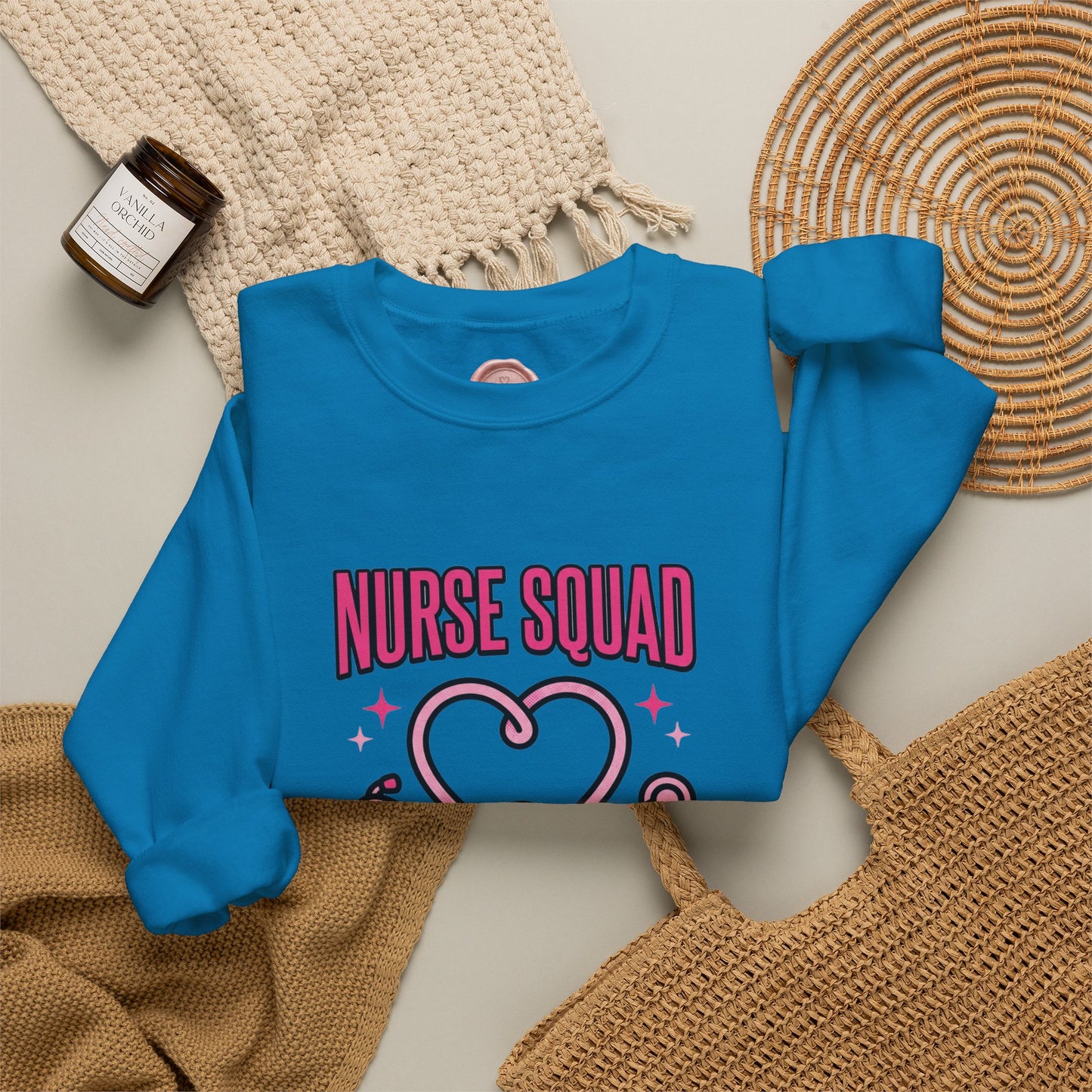 Crewneck Sweatshirt | Nurse Squad Wears Pink | Breast Cancer Awareness Nurse Pullover