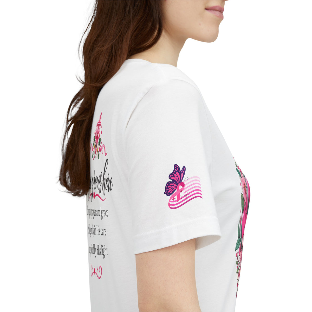 Hope Grows Here Ribbon Tee | Breast Cancer Awareness, Pink Floral