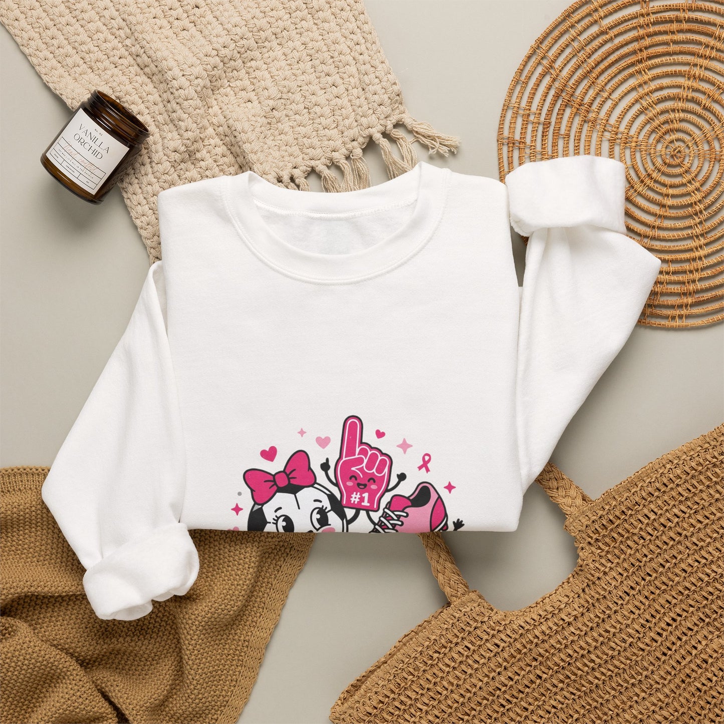 Kick Cancer Crewneck Sweatshirt | Breast Cancer Awareness, Pink Ribbon