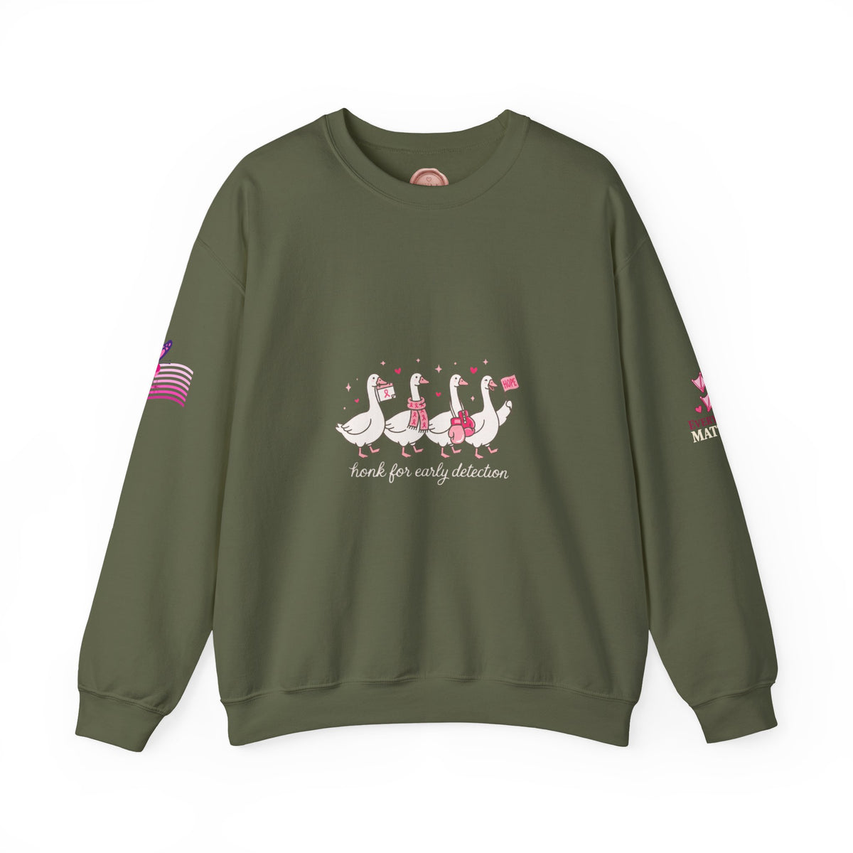 Breast Cancer Awareness Geese Crewneck Sweatshirt | Pink Ribbon