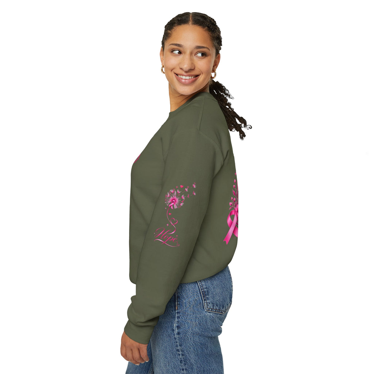 Hope Doesn't Have to Be Loud Sweatshirt | Breast Cancer Awareness Pink Ribbon Crewneck | Inspirational Gift for Survivors, Fighters & Supporters