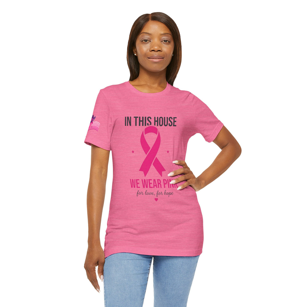 In This House We Wear Pink T-Shirt | Breast Cancer Awareness, Faith & Hope