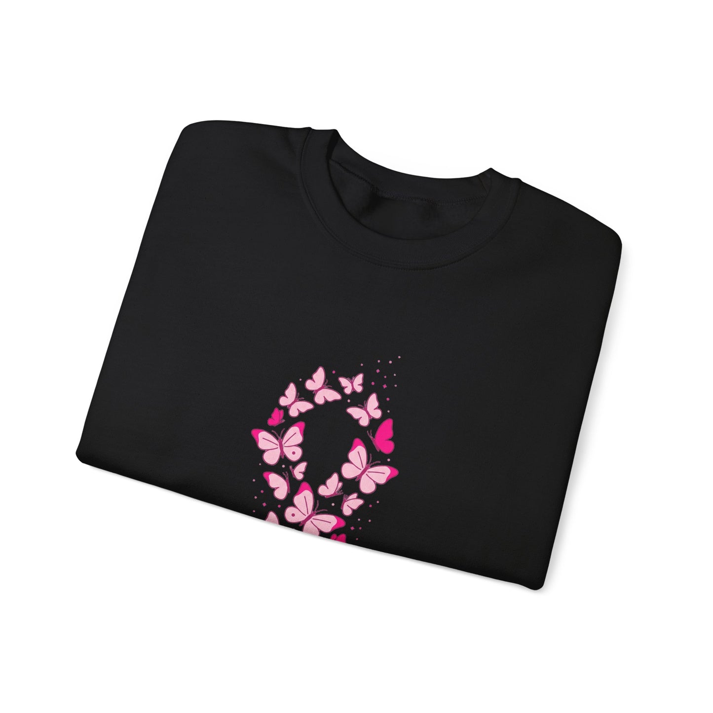 Pink Ribbon Butterfly Crewneck Sweatshirt | Breast Cancer Awareness
