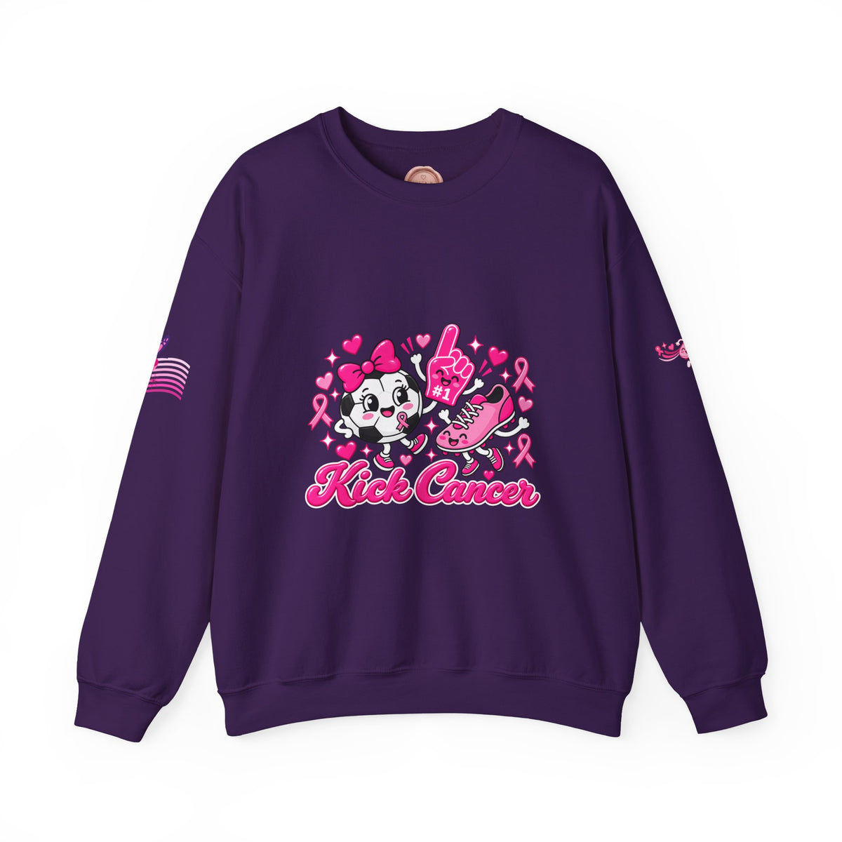 Kick Cancer Crewneck Sweatshirt | Breast Cancer Awareness, Pink Ribbon