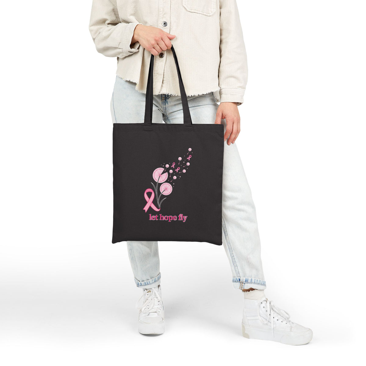 Let Hope Fly Pink Ribbon Tote Bag | Breast Cancer Awareness