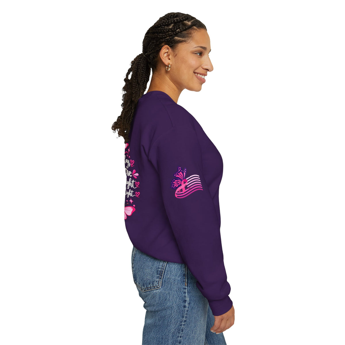 Pink Ribbon Butterfly Crewneck Sweatshirt | Breast Cancer Awareness