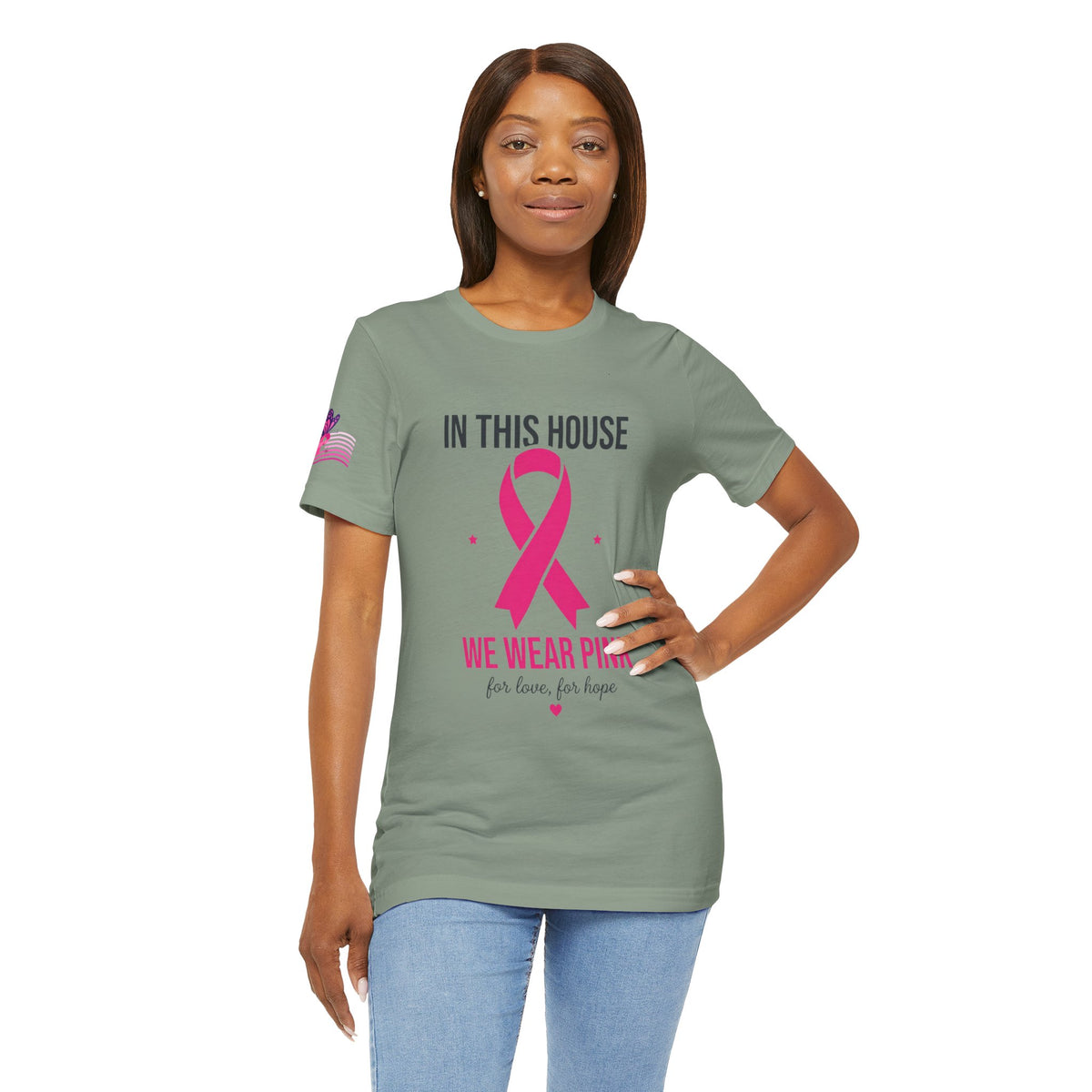 In This House We Wear Pink T-Shirt | Breast Cancer Awareness, Faith & Hope