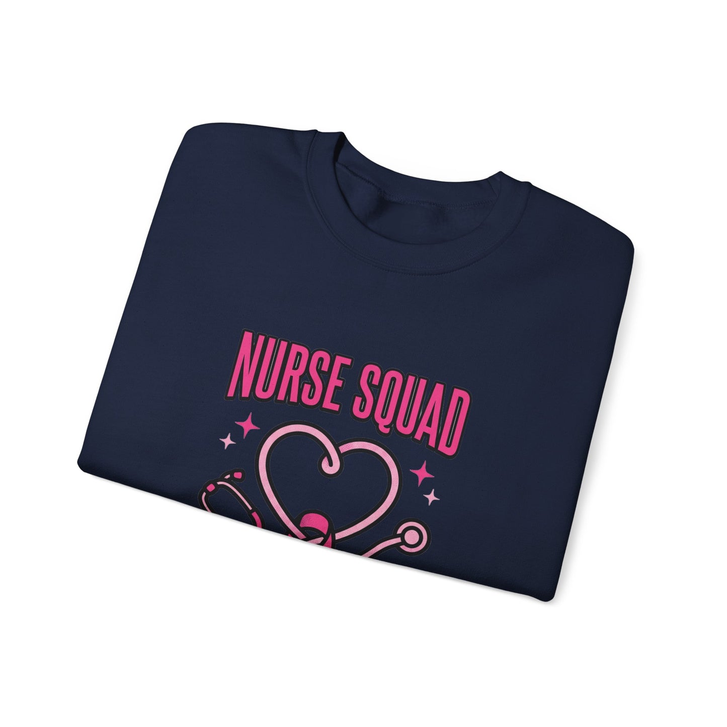 Nurse Squad Ribbon Crewneck | Breast Cancer Awareness, Pink Stethoscope