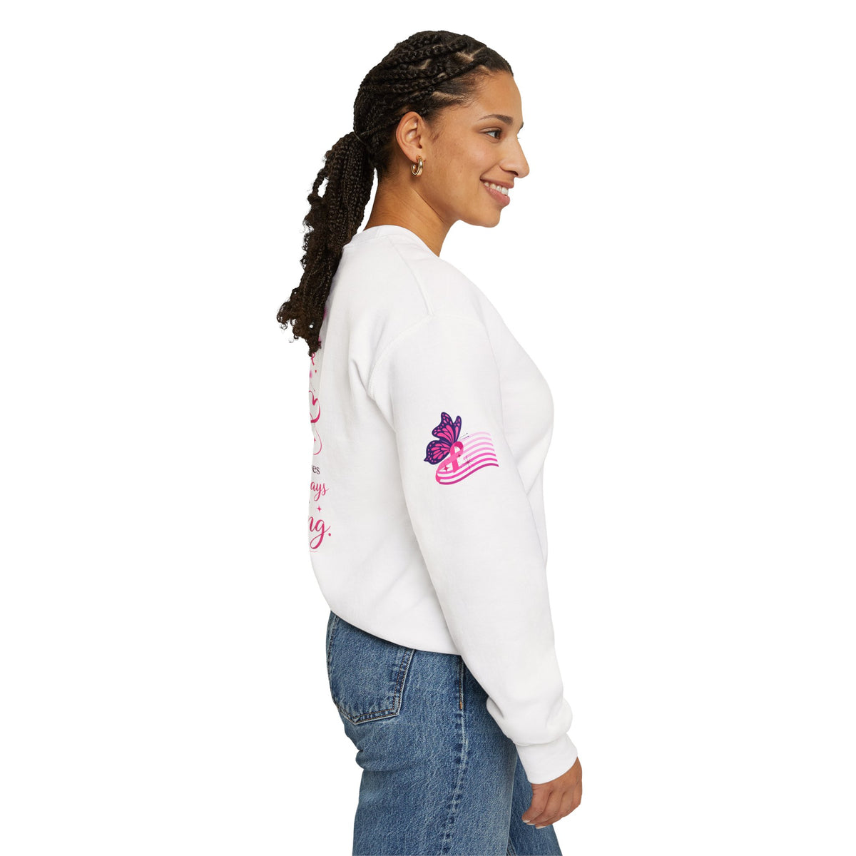 Hope Doesn't Have to Be Loud Sweatshirt | Breast Cancer Awareness Pink Ribbon Crewneck | Inspirational Gift for Survivors, Fighters & Supporters