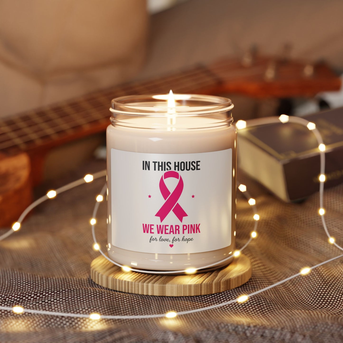 We Wear Pink Ribbon Soy Candle, Breast Cancer Awareness | 9oz