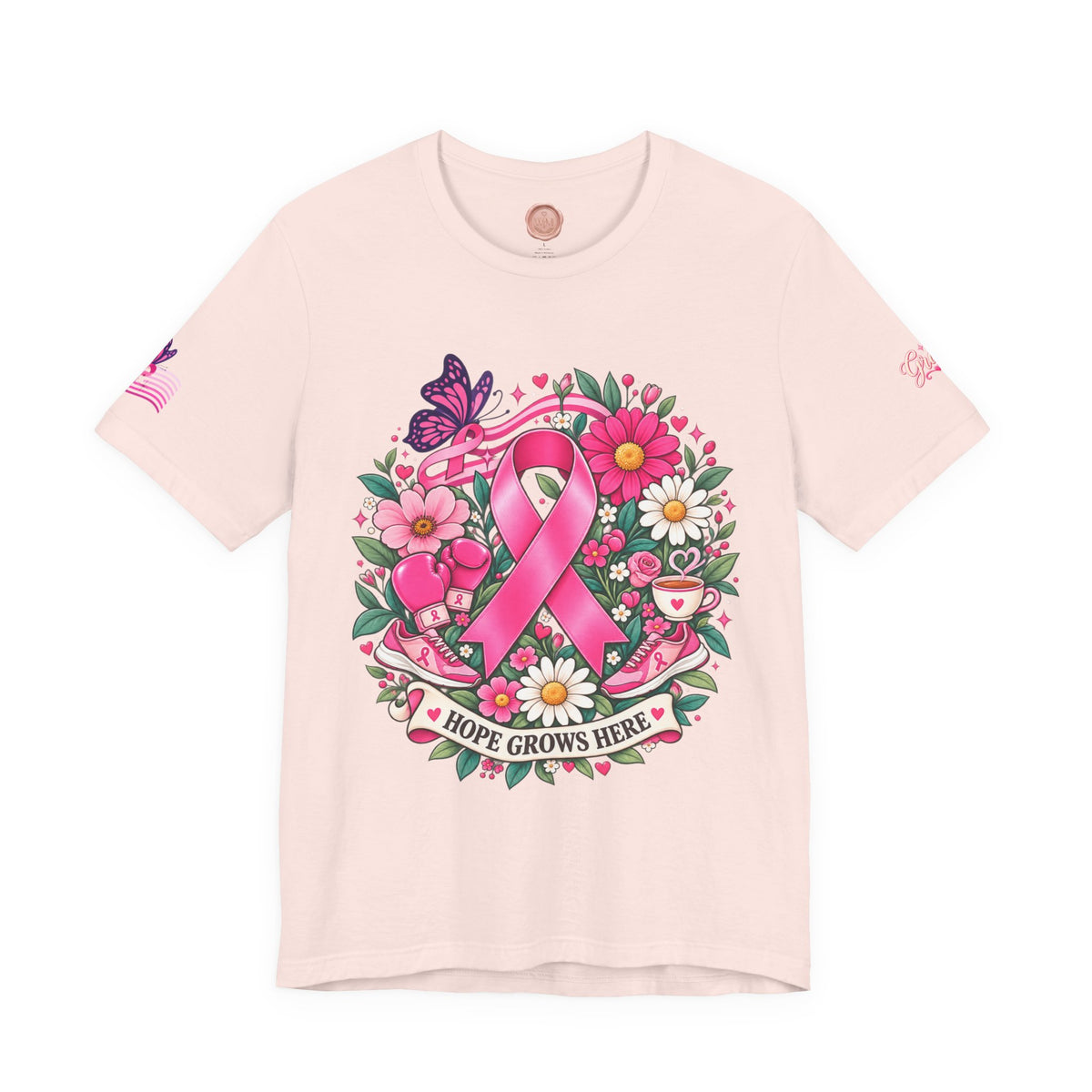 Hope Grows Here Ribbon Tee | Breast Cancer Awareness, Pink Floral