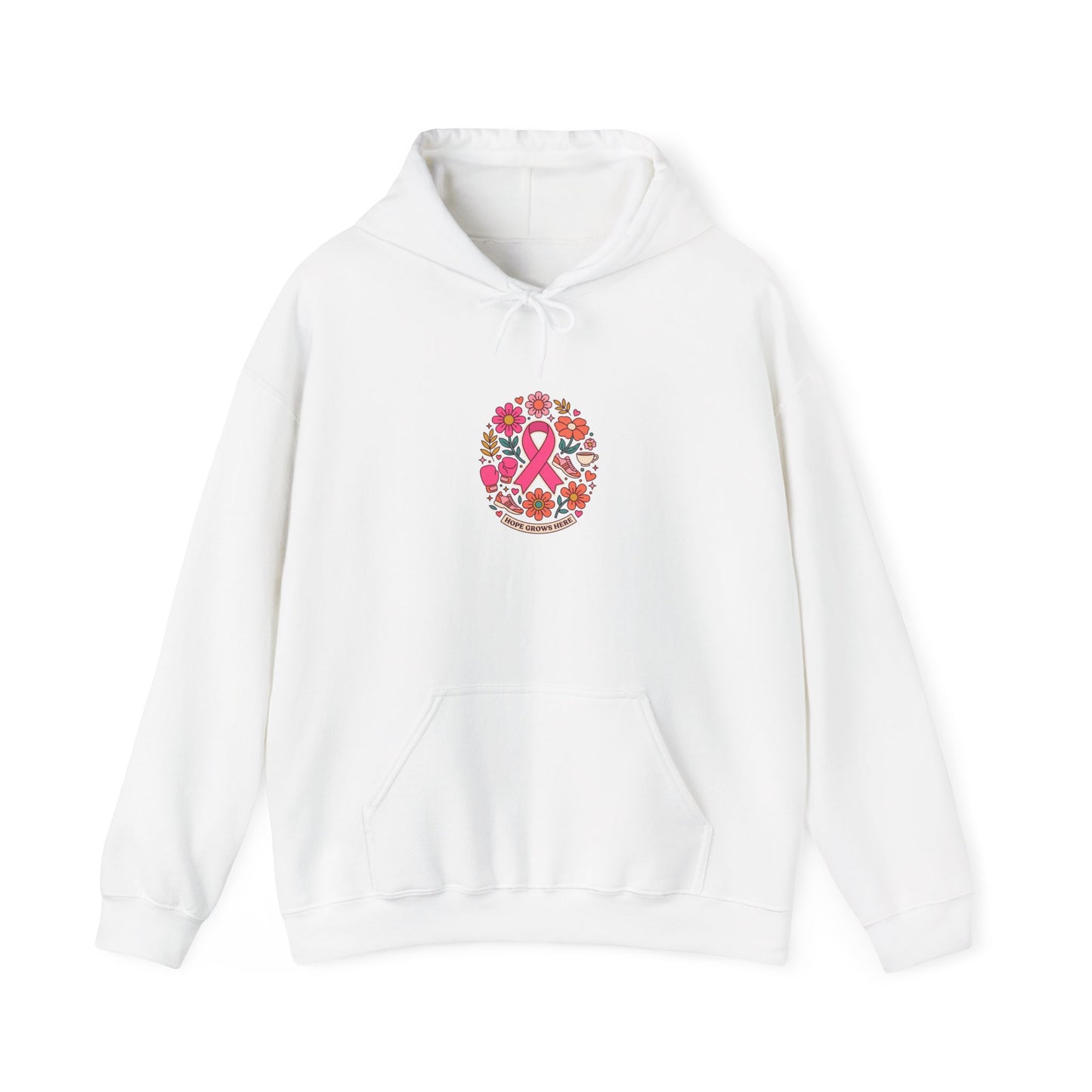 Pink Ribbon Floral Crest Hoodie | Breast Cancer Awareness, Support